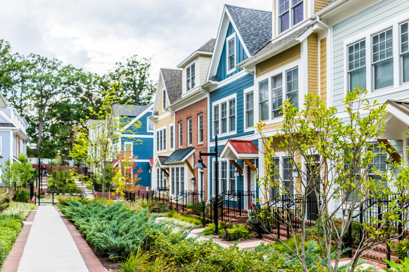 A colorful row of houses