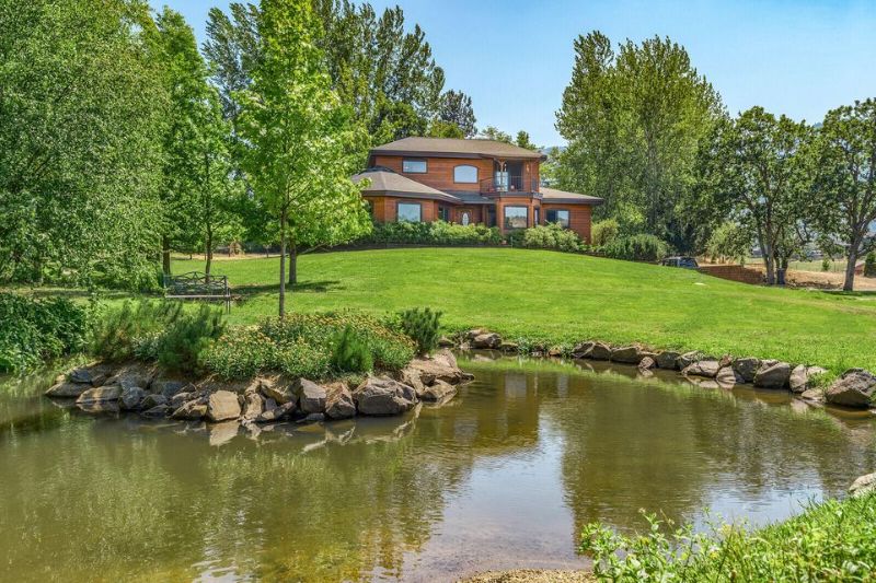 a home with pond outside