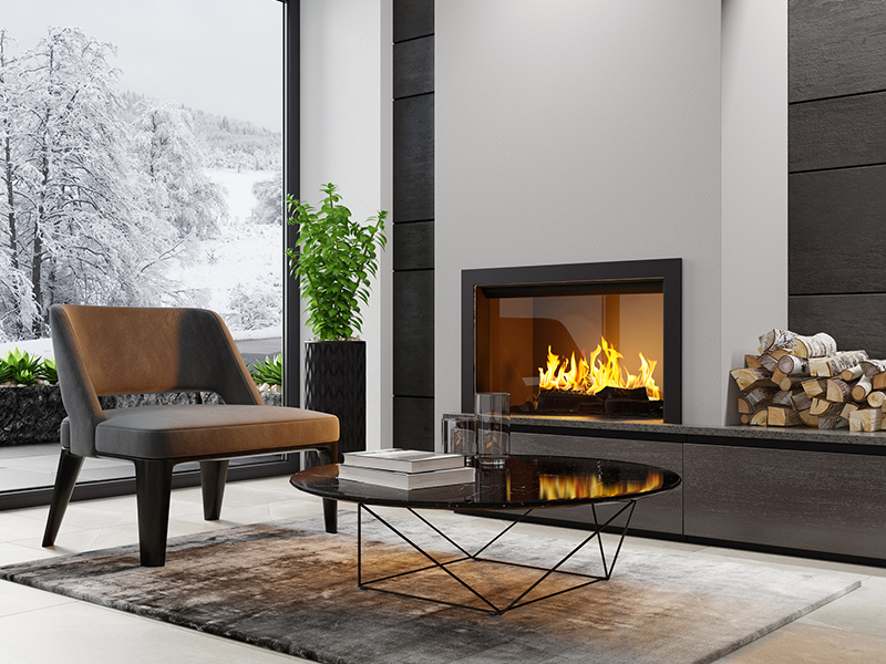 modern fireplace